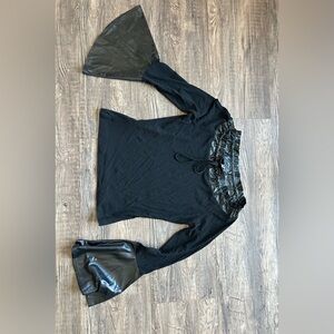 IRE USA Elegant Black Ruffled Women's Goth Dark WaveTop Medium